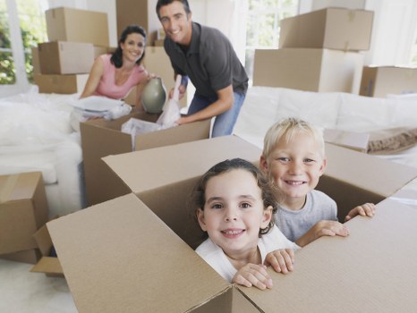 Removal company vehicle and moving team illustration