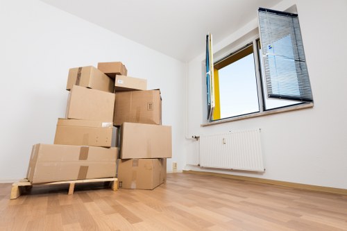 Fragile home items and boxes prepared for a house removal in Greenwich