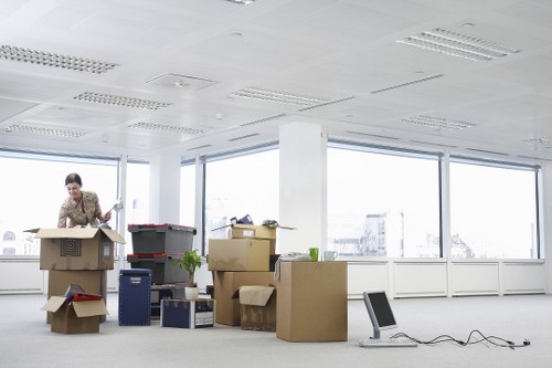 Commercial movers transporting office furniture in Greenwich