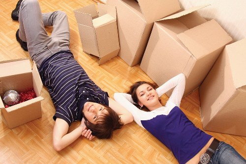 Boxes and small furniture prepared for a student move in Greenwich accommodation
